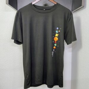 SHEIN Black Tee with Colorful Planet Design Size Medium